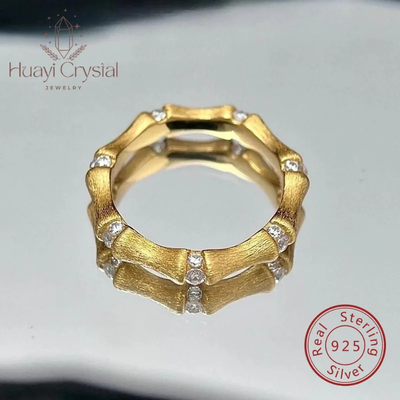 Fashionable S925 Sterling Silver Gold-plated zircon Bamboo nodes Ring For Women fine jewelry
Fashionable S925 Sterling Silver Gold-plated zircon Bamboo nodes Ring For Women fine jewelry