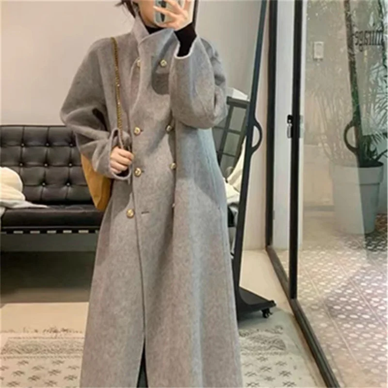 High Quality Women's Double-faced Cashmere Wool Coat X-long Overcoat Autumn Winter Loose Thicken Streetwear Female Woolen Coats
High Quality Women's Double-faced Cashmere Wool Coat X-long Overcoat Autumn Winter Loose Thicken Streetwear Female Woolen Coats