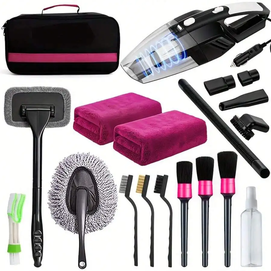 19-Piece Car Cleaning Kit With Vacuum, Brushes, Towels And Windshield Tool
19-Piece Car Cleaning Kit With Vacuum, Brushes, Towels And Windshield Tool