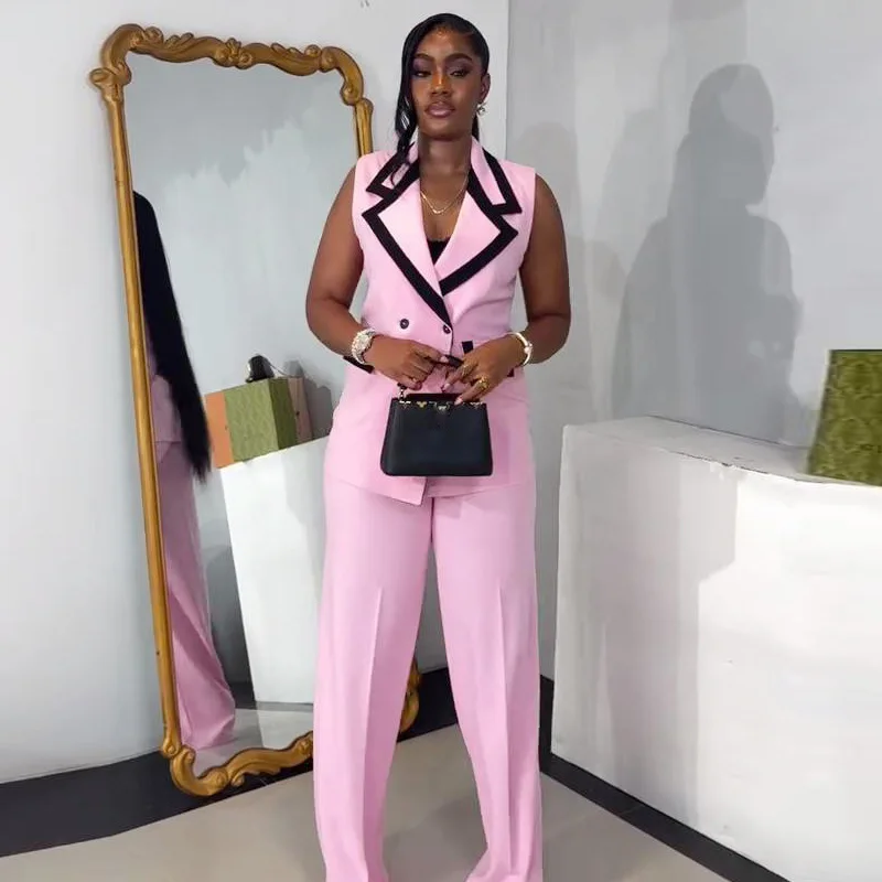Women's Fashion Style Elegant Color Blocking Office Lady Suit Sleeveless Vest Wide Leg Trousers 2-Piece Set 2026 New in Summer
Women's Fashion Style Elegant Color Blocking Office Lady Suit Sleeveless Vest Wide Leg Trousers 2-Piece Set 2026 New in Summer