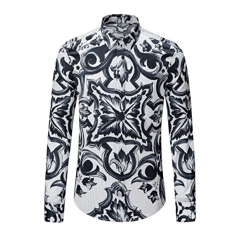 European-style retro ink-inked scroll-leaf flower pattern printed shirt - Luxurious gentleman's business formal evening wear top
European-style retro ink-inked scroll-leaf flower pattern printed shirt - Luxurious gentleman's business formal evening wear top