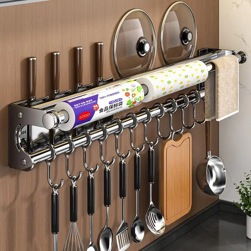 No-Drill Kitchen Knife Rack Storage Shelf 304 Stainless Steel Pot Lid Chopping Board -Keeping Film Paper Towel Holder
No-Drill Kitchen Knife Rack Storage Shelf 304 Stainless Steel Pot Lid Chopping Board -Keeping Film Paper Towel Holder