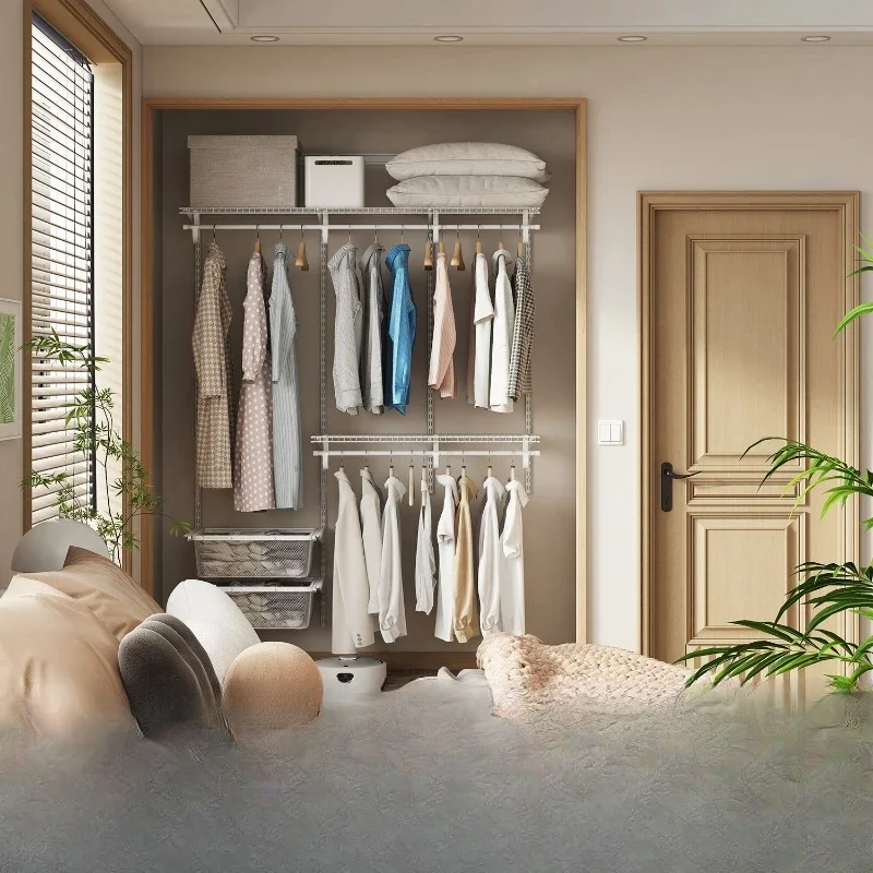 Открытый шкаф, аренда небольшой квартиры, отремонтные товары, вешалки и предметы интегрированные 1,5 метра у стены.
Открытый шкаф, аренда небольшой квартиры, отремонтные товары, вешалки и предметы интегрированные 1,5 метра у стены.