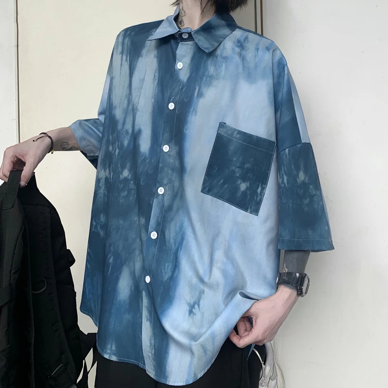 Vintage Blue Tie Dye Shirts Women's Button Up Shirt Blouse for Girl Streetwear Tops Korean Fashion Trendy Summer
Vintage Blue Tie Dye Shirts Women's Button Up Shirt Blouse for Girl Streetwear Tops Korean Fashion Trendy Summer