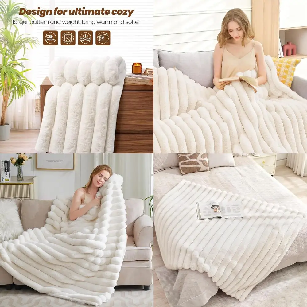 Роскошное полосатое одеяло из искусственного меха, 60x80 дюймов, мягкое уютное покрывало для дивана и спальни, белое
Роскошное полосатое одеяло из искусственного меха, 60x80 дюймов, мягкое уютное покрывало для дивана и спальни, белое