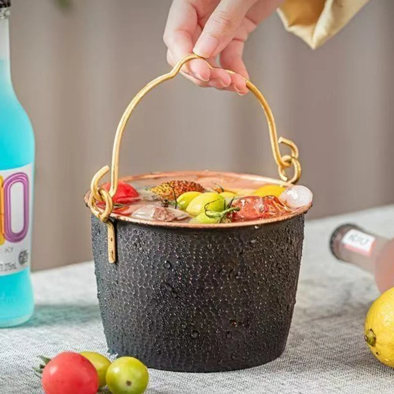 Vintage Copper Ice Bucket,Handcrafted Outdoor Portable Large Capacity Chilled Beer Beverage Ice Cube Storage Bucket Tableware
Vintage Copper Ice Bucket,Handcrafted Outdoor Portable Large Capacity Chilled Beer Beverage Ice Cube Storage Bucket Tableware