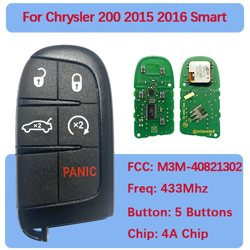 CN015052 Original 5 Buttons Smart Key Fob 433Mhz HITAG AES Smart Key 68155687AA M3M-40821302 For Chrysler 200 300 2015-2016
CN015052 Original 5 Buttons Smart Key Fob 433Mhz HITAG AES Smart Key 68155687AA M3M-40821302 For Chrysler 200 300 2015-2016
