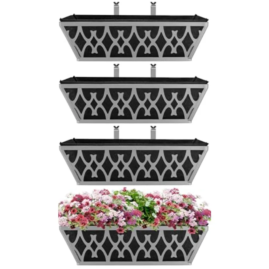 4 Pack Window Boxes Planters Railing Planter Box with Adjustable Brackets and Non-Woven Fabric Plant Grow Bags Deck Railing Pla
4 Pack Window Boxes Planters Railing Planter Box with Adjustable Brackets and Non-Woven Fabric Plant Grow Bags Deck Railing Pla