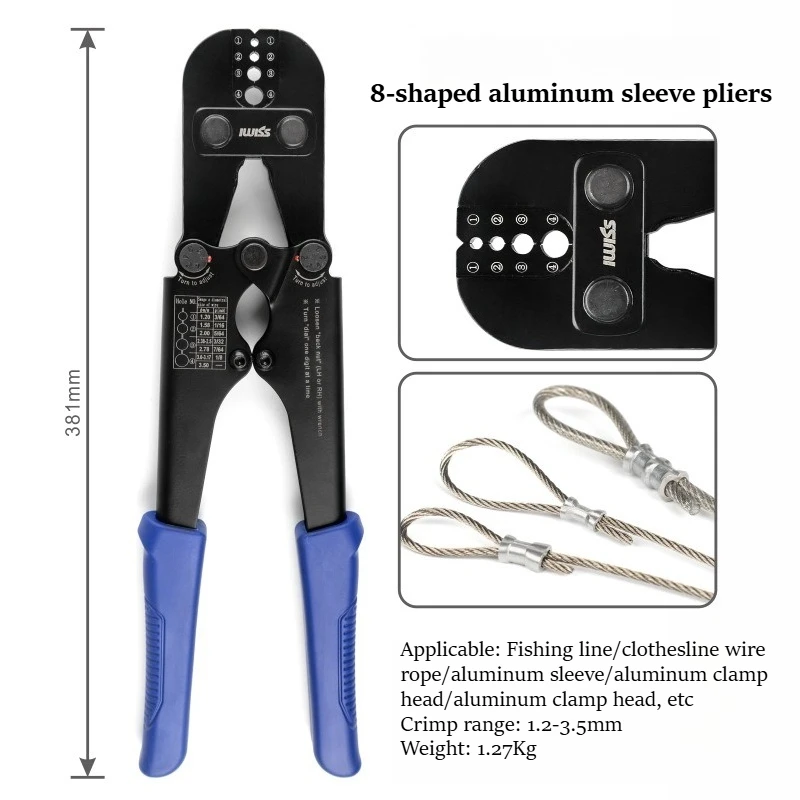 1608 Stainless Steel Wire Rope Pliers, Manual Swaging Tool for Aluminum Oval & Double Sleeves
1608 Stainless Steel Wire Rope Pliers, Manual Swaging Tool for Aluminum Oval & Double Sleeves