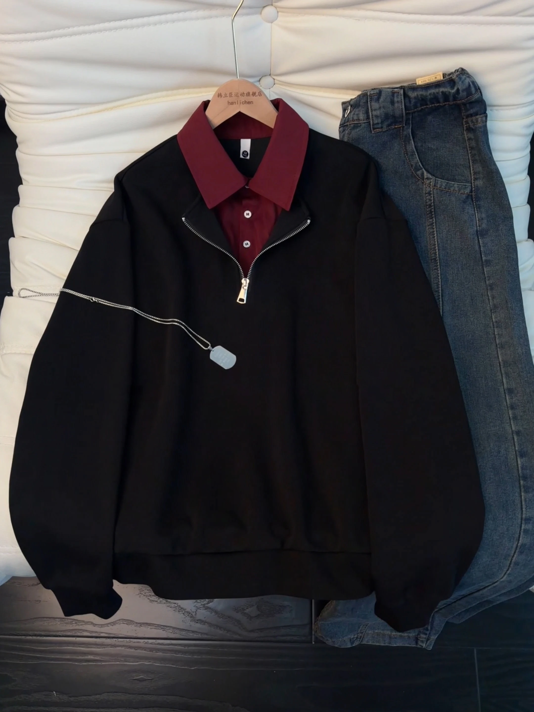 Black Half Zipper Hoodie Men's Spring Fashion Shirt Style Splice Collar Long Sleeve Casual Outerwear Youth Culture
Black Half Zipper Hoodie Men's Spring Fashion Shirt Style Splice Collar Long Sleeve Casual Outerwear Youth Culture