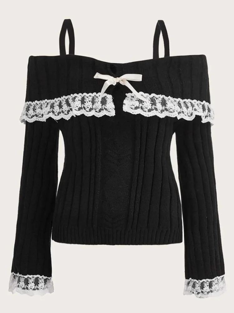 Slash Neck Sweater Women Off Shoulder Knitted Pullovers Ladies Sweet Bow Long Sleeve Top Female Casual Sexy Lace Jumpers
Slash Neck Sweater Women Off Shoulder Knitted Pullovers Ladies Sweet Bow Long Sleeve Top Female Casual Sexy Lace Jumpers