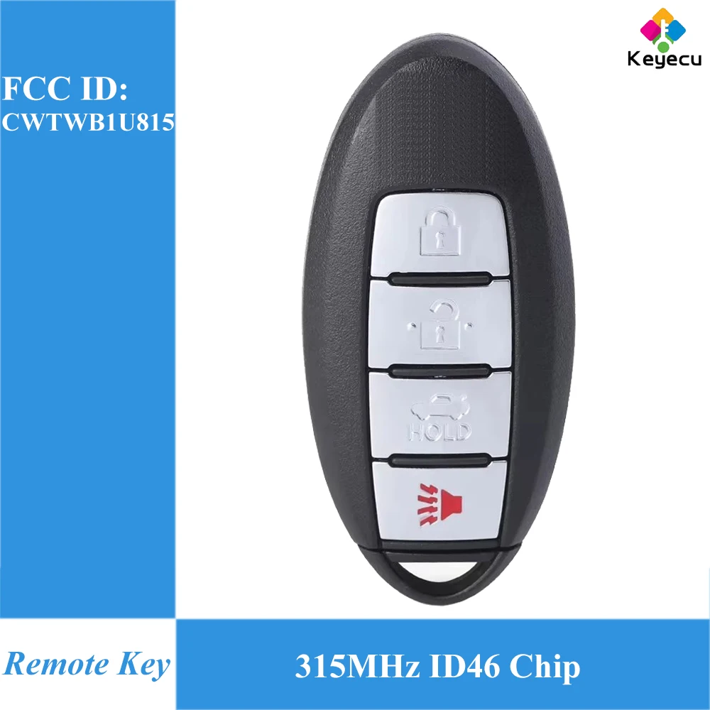 KEYECU Smart Remote Car Key With 4 Buttons 315MHz ID46 Chip Fob for Nissan Sentra Versa 2013 2014 2015 2016 FCC ID: CWTWB1U815
KEYECU Smart Remote Car Key With 4 Buttons 315MHz ID46 Chip Fob for Nissan Sentra Versa 2013 2014 2015 2016 FCC ID: CWTWB1U815