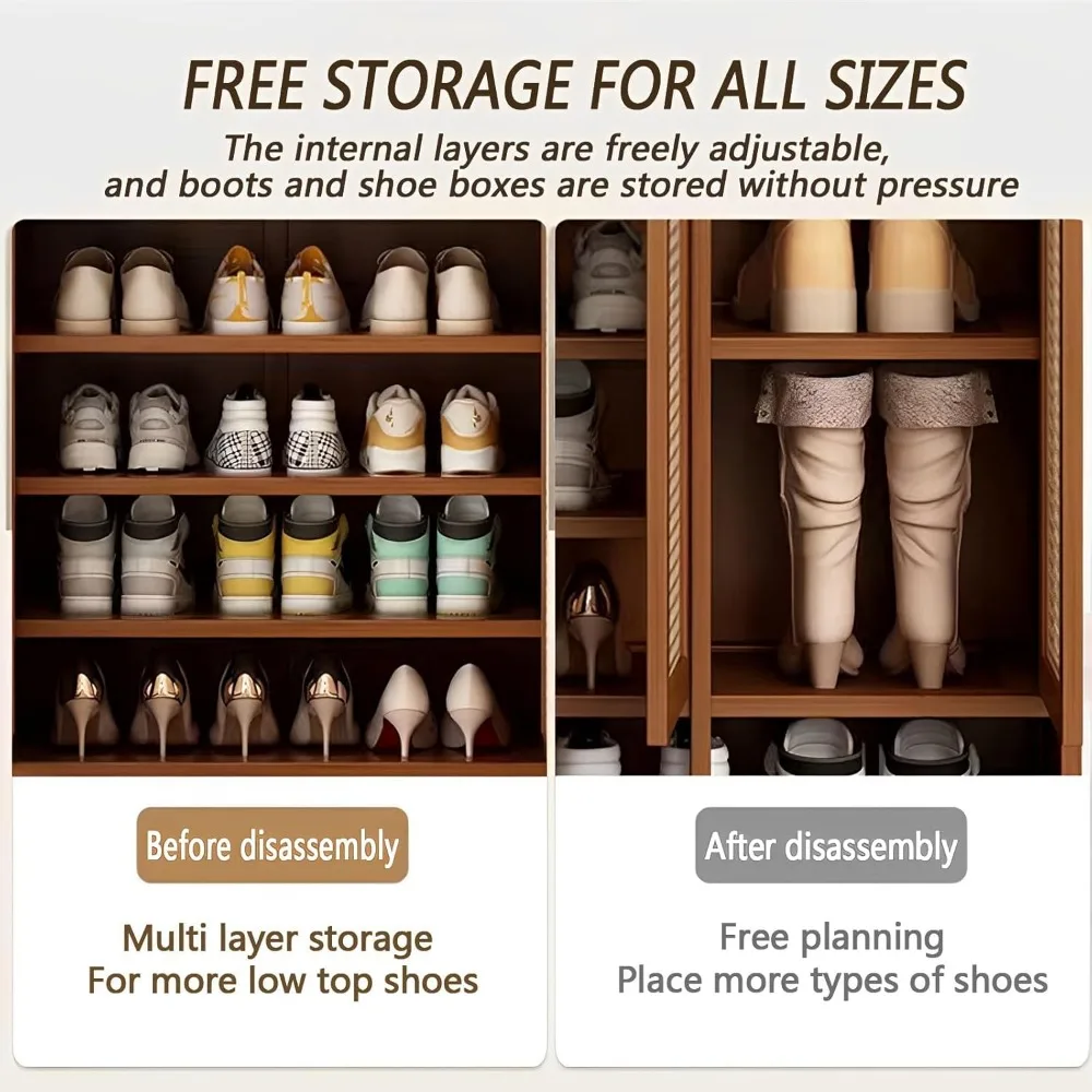 Bamboo Shoe Cabinet, 8-Tier Shoe Storage Cabinet with Doors, Freestanding Bamboo Shoe Rack Organizer with Shelves, Customized
Bamboo Shoe Cabinet, 8-Tier Shoe Storage Cabinet with Doors, Freestanding Bamboo Shoe Rack Organizer with Shelves, Customized