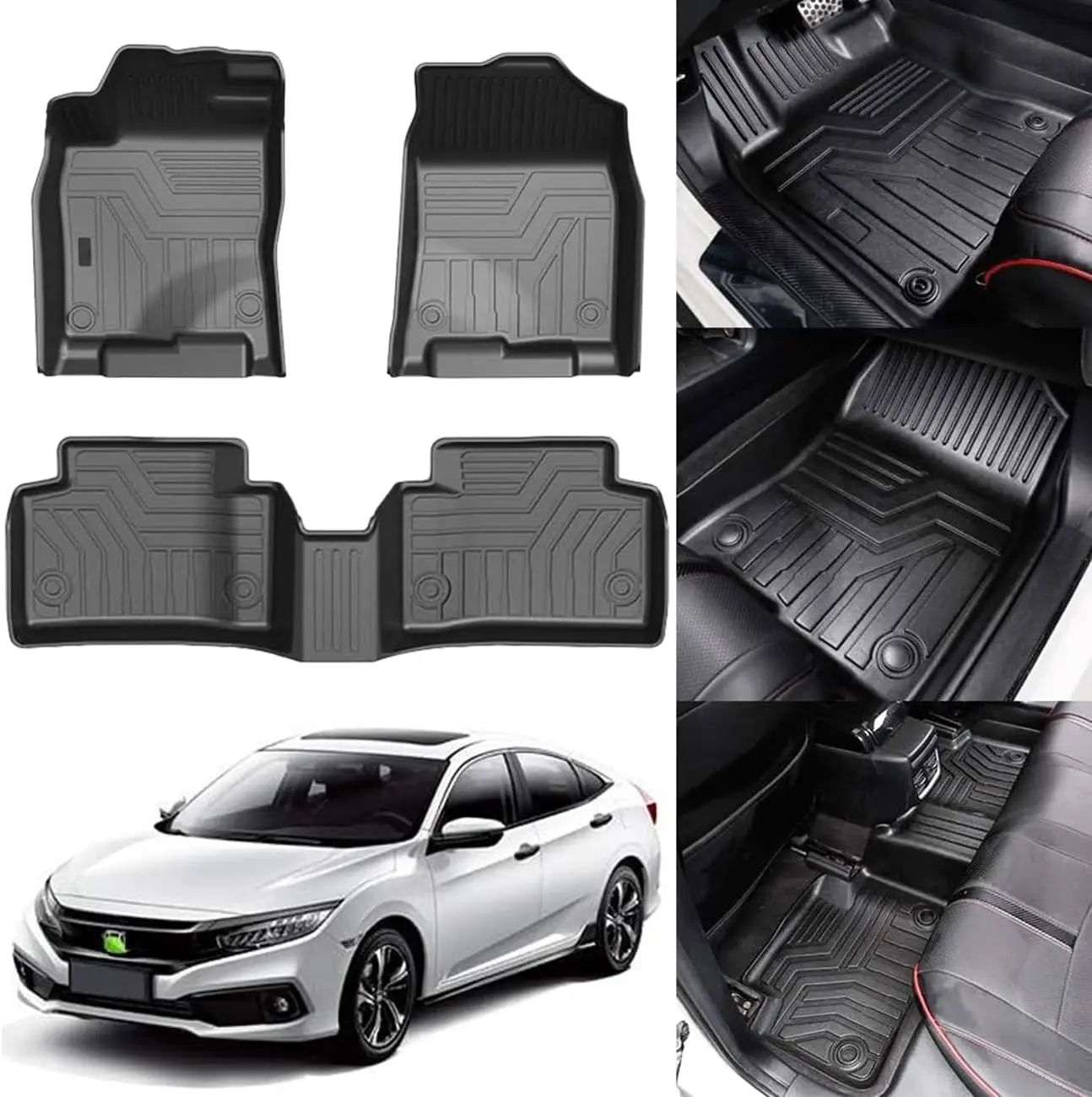 Custom Fit Floor Mats for Honda Civic 2016-2021 Sedan/Hatchback/Type R, All Weather TPE Rubber Front Rear 2 Row Set
Custom Fit Floor Mats for Honda Civic 2016-2021 Sedan/Hatchback/Type R, All Weather TPE Rubber Front Rear 2 Row Set