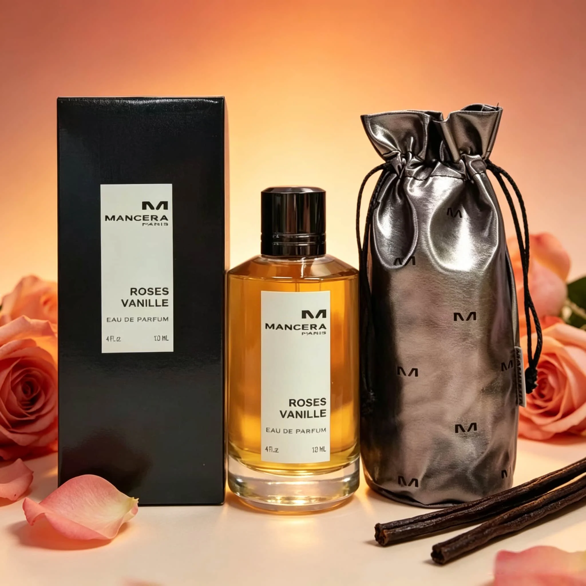 Mancera Roses Vanille Eau de Parfum Timeless Parisian Design: The elegant amber bottle with a sleek black cap and matching luxury pouch embodies the fragrance’s sophisticated, romantic character Captivating Floral-Gourmand Scent: Opens with bright citrus
Mancera Roses Vanille Eau de Parfum Timeless Parisian Design: The elegant amber bottle with a sleek black cap and matching luxury pouch embodies the fragrance’s sophisticated, romantic character Captivating Floral-Gourmand Scent: Opens with bright citrus