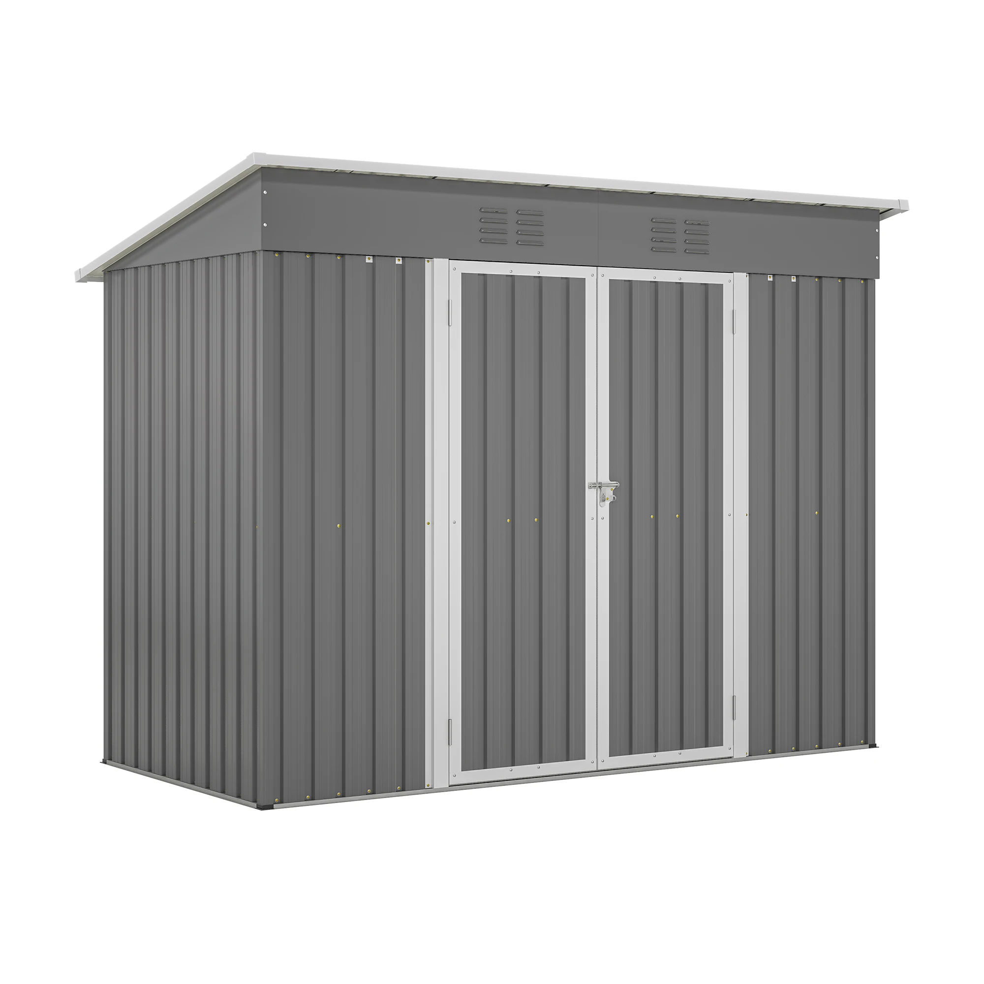 8 x 4 FT Metal Outdoor Storage Shed, Lean to Storage Shed, Garden Tool Storage House with Lockable Door and 2 Air Vents, Gray
8 x 4 FT Metal Outdoor Storage Shed, Lean to Storage Shed, Garden Tool Storage House with Lockable Door and 2 Air Vents, Gray