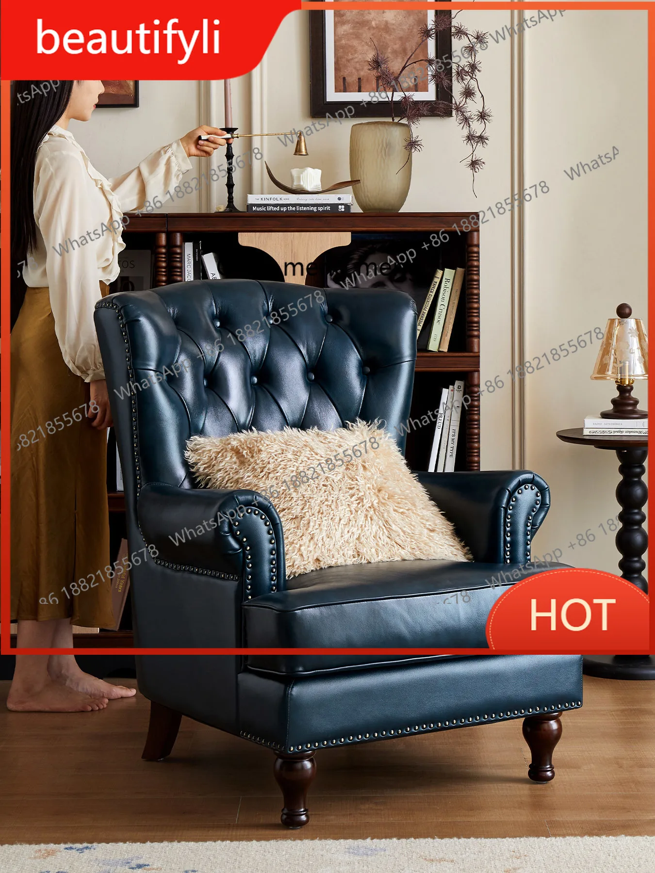 A139 American retro country leather sofa chair single high back simple chair cafe leisure chair
A139 American retro country leather sofa chair single high back simple chair cafe leisure chair