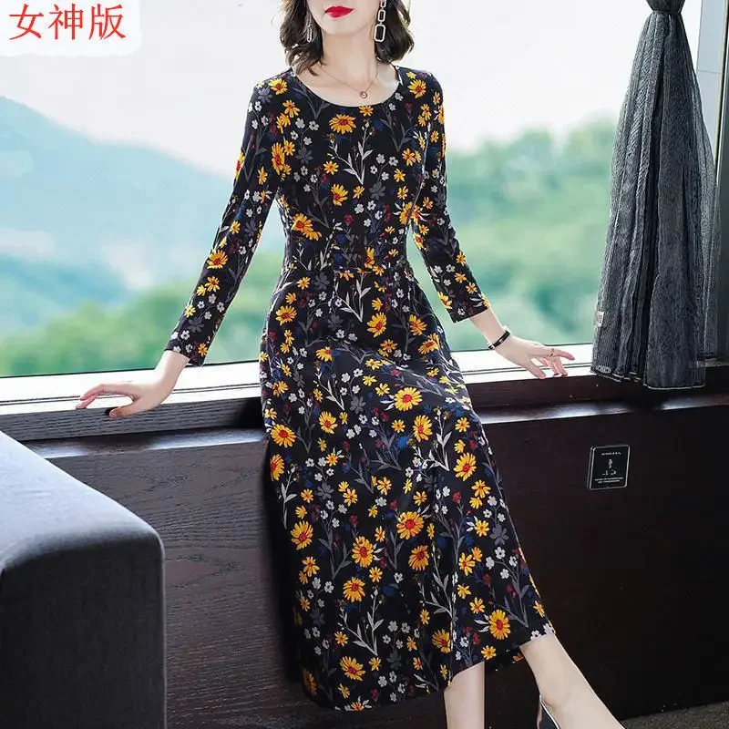 Women's Autumn Printed Large Dress Slim and Long Type over-the-Knee Dress Woman Dress Vestido De Mujer Femme Robe
Women's Autumn Printed Large Dress Slim and Long Type over-the-Knee Dress Woman Dress Vestido De Mujer Femme Robe