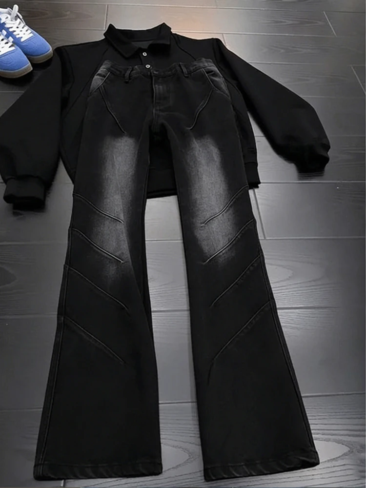 Retro American Folded Denim Jeans Men's Cleanfit Sle Waed Straight Leg Micro Flared Pants Casual mid Waist Zipper Fly
Retro American Folded Denim Jeans Men's Cleanfit Sle Waed Straight Leg Micro Flared Pants Casual mid Waist Zipper Fly