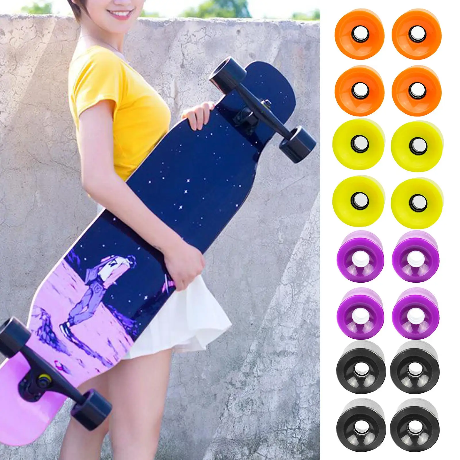 4 Pack 70mm Longboard PU Wheels Replacement Skateboard 78A Hardness Wheels Cruising Wheel Outer Cover
4 Pack 70mm Longboard PU Wheels Replacement Skateboard 78A Hardness Wheels Cruising Wheel Outer Cover