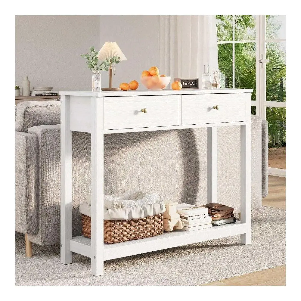 Console Sofa Table With 2 Drawers, 2Tier Narrow Wood Accent Sofa Table With Storage Shelf, For Entryway, Hallway, Living Room,Wh
Console Sofa Table With 2 Drawers, 2Tier Narrow Wood Accent Sofa Table With Storage Shelf, For Entryway, Hallway, Living Room,Wh