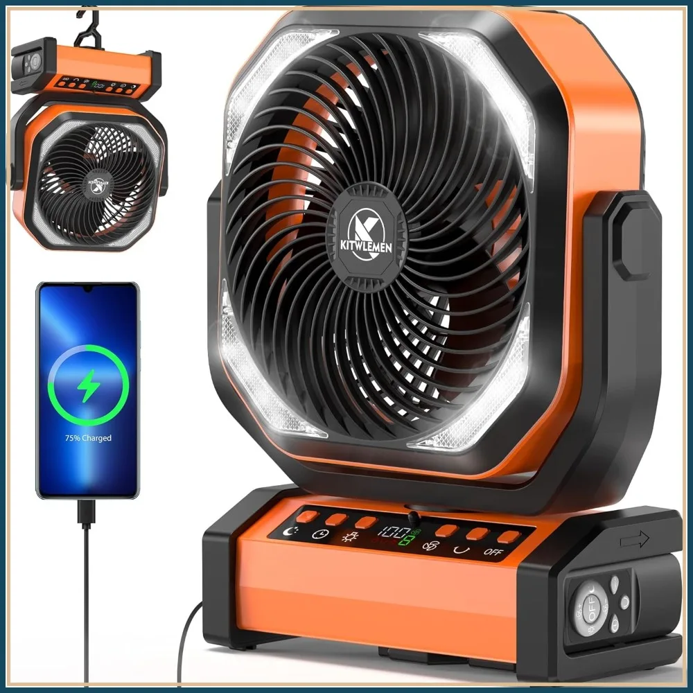 20000mAh Rechargeable Camping Fan with Light, 112Hrs Max Run, 8 Speeds, Digital Display, Timer, Auto Oscillation & Hook
20000mAh Rechargeable Camping Fan with Light, 112Hrs Max Run, 8 Speeds, Digital Display, Timer, Auto Oscillation & Hook