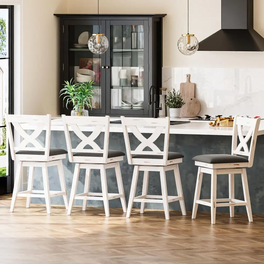 Swivel Barstools Set of 4, 24 Counter Height Kitchen Island Chairs with Back, Upholstered Seat Bar Stool with Solid Wood Legs a
Swivel Barstools Set of 4, 24 Counter Height Kitchen Island Chairs with Back, Upholstered Seat Bar Stool with Solid Wood Legs a