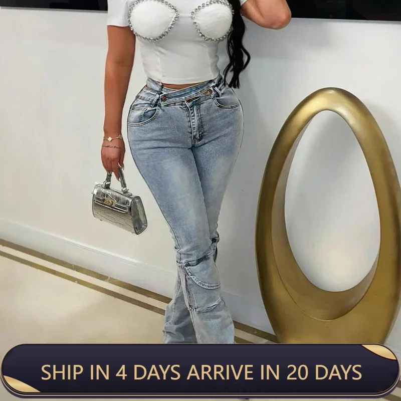Fashionable And Trendy Design Double Waist Multi Pocket Women's Jeans In European And American Style
Fashionable And Trendy Design Double Waist Multi Pocket Women's Jeans In European And American Style