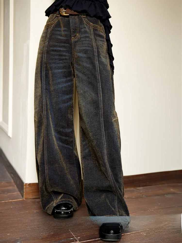 Retro Velvet Feel Washed Flocking Denim Pants Women's Autumn Winter Loose Straight Wide Leg Knife Pants Standard Fit Cotton
Retro Velvet Feel Washed Flocking Denim Pants Women's Autumn Winter Loose Straight Wide Leg Knife Pants Standard Fit Cotton