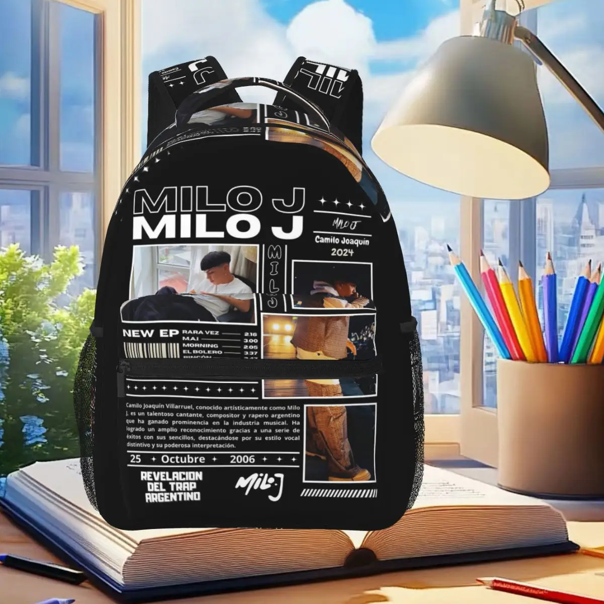 Rapper Milo J La Vida Era Mas Corta Album Backpack Student Boys Girls BookBag Children School Bag Shoulder Bags for Men Women
Rapper Milo J La Vida Era Mas Corta Album Backpack Student Boys Girls BookBag Children School Bag Shoulder Bags for Men Women