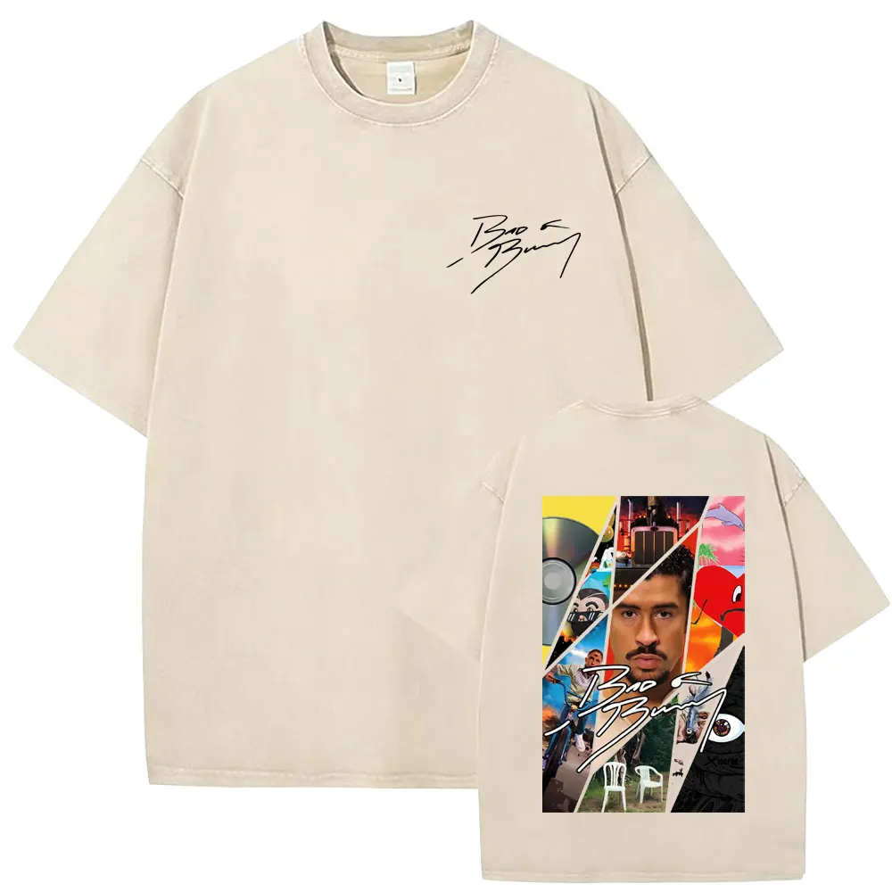 Rapper Bad Bunny Music Album Graphic T Shirt Men Women Fashion Vintage Washed Khaki T-shirt Male Hip Hop Oversized Streetwear
Rapper Bad Bunny Music Album Graphic T Shirt Men Women Fashion Vintage Washed Khaki T-shirt Male Hip Hop Oversized Streetwear