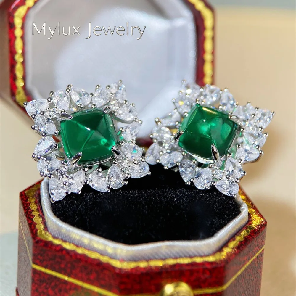 Mylux Jewelry Luxury white gold solid platinum PT950 Earrings Women's Sugar Tower Emerald Luxury Full Diamond Inlaid Earrings Ba
Mylux Jewelry Luxury white gold solid platinum PT950 Earrings Women's Sugar Tower Emerald Luxury Full Diamond Inlaid Earrings Ba