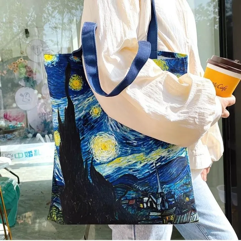 Лляная сумка большой емкости серии Van Gogh, картина маслом, звездная ночь, сумка с подсолнухом, легкая сумка для покупок на плечо, многоразовая
Лляная сумка большой емкости серии Van Gogh, картина маслом, звездная ночь, сумка с подсолнухом, легкая сумка для покупок на плечо, многоразовая