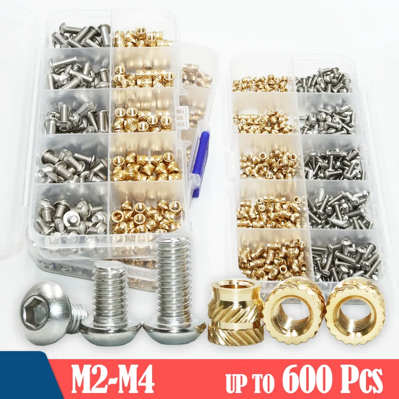 Button Head Socket Cap Stainless Steel Screw and Brass Insert Nut Assortment Kit Hot Melt Thread Heat Embedment Copper Nut Bolt
Button Head Socket Cap Stainless Steel Screw and Brass Insert Nut Assortment Kit Hot Melt Thread Heat Embedment Copper Nut Bolt