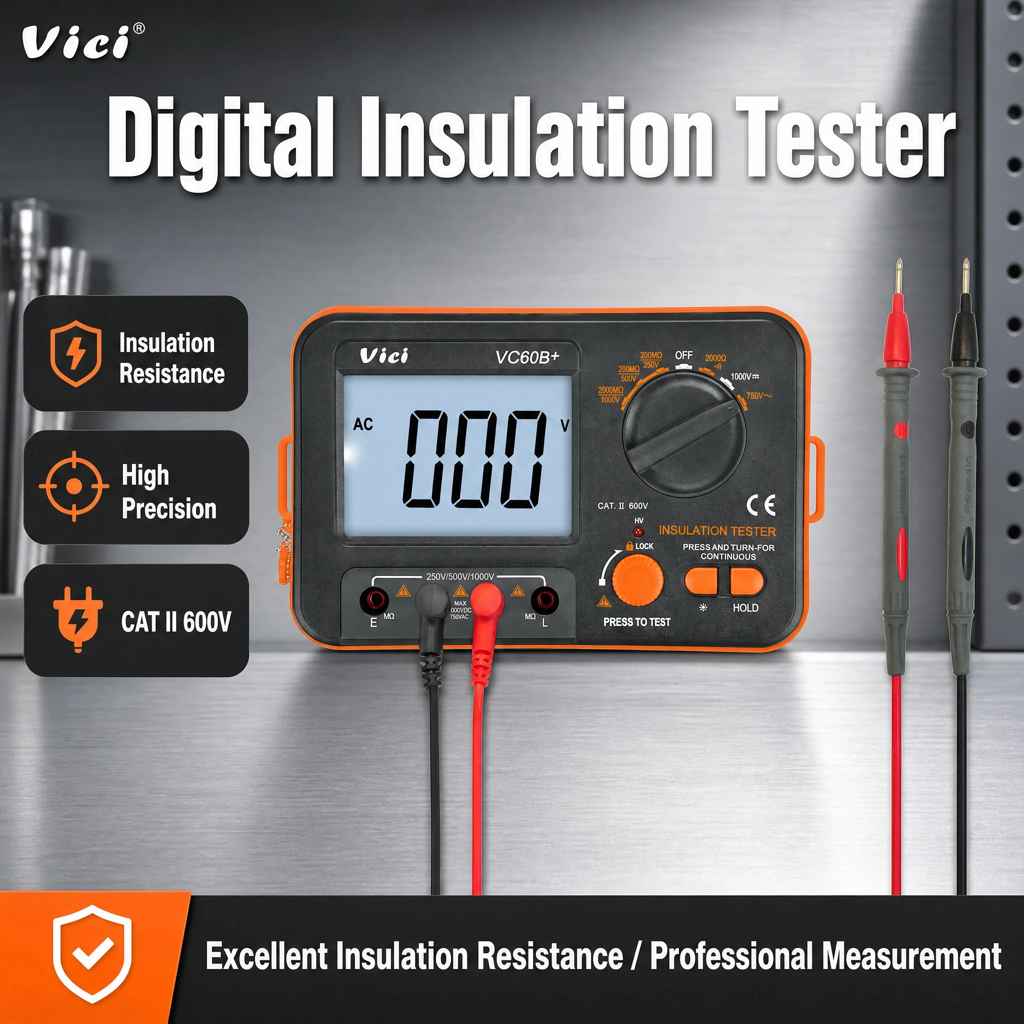 Industrial Digital Megohmmeter VC60B+ 1000V High Voltage Insulation Tester 2000MΩ Resistance Meter for Electrician Cable Motor
Industrial Digital Megohmmeter VC60B+ 1000V High Voltage Insulation Tester 2000MΩ Resistance Meter for Electrician Cable Motor