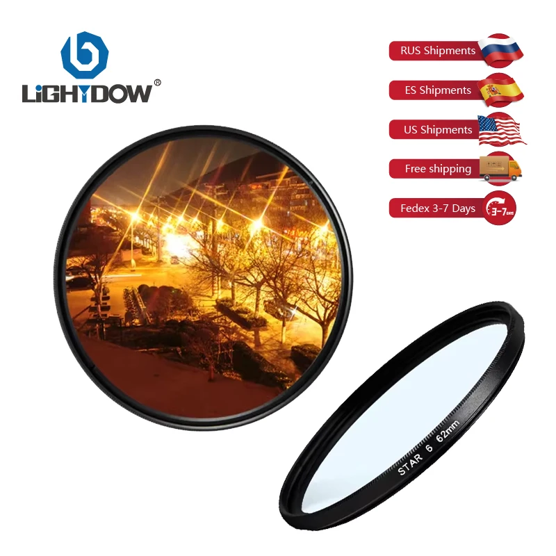 Lightdow Professional 6-Line Star Cross Starlight Filter Lens Фотоэффекты 49-82 мм RU США ES Зарубежная доставка на складе
Lightdow Professional 6-Line Star Cross Starlight Filter Lens Фотоэффекты 49-82 мм RU США ES Зарубежная доставка на складе