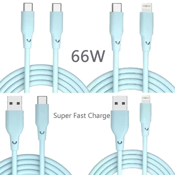 66W 6A Fast Charge Liquid Silicone Cable Quick Charger USB Cable For iPhone 11 12 13 14 Pro Max Mini 8 Plus XR X XS SE Data Line