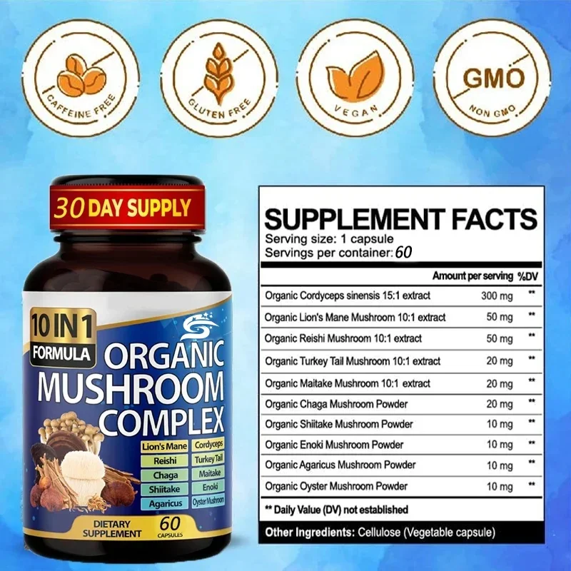 Memory And Focused Brain Supplement-10 In 1 High-strength Mushroom Supplement: Lion Mane, Cordyceps Sinensis,ganoderma Lucidum
Memory And Focused Brain Supplement-10 In 1 High-strength Mushroom Supplement: Lion Mane, Cordyceps Sinensis,ganoderma Lucidum