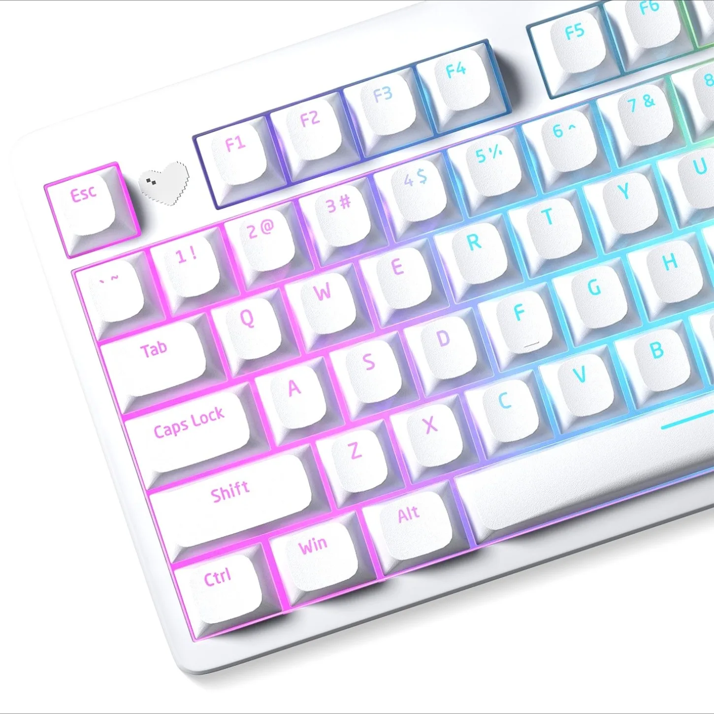 PBT Keycap Set 117 Keys White Semi Transparent Keycaps for Mechanical Keyboard 60 68 87 108 Durable Customization