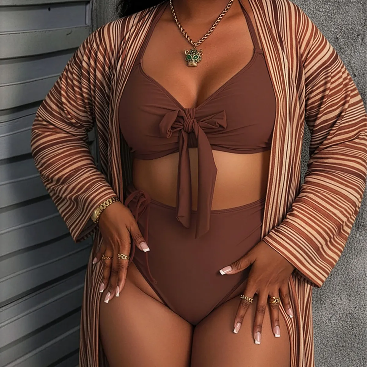 Woman Bikini Sleeveless Tie Front Top High Waist Bottom Beachwear Sets Swimwear Halter Neck Solid Brown Two Piece Swimsuit
Woman Bikini Sleeveless Tie Front Top High Waist Bottom Beachwear Sets Swimwear Halter Neck Solid Brown Two Piece Swimsuit