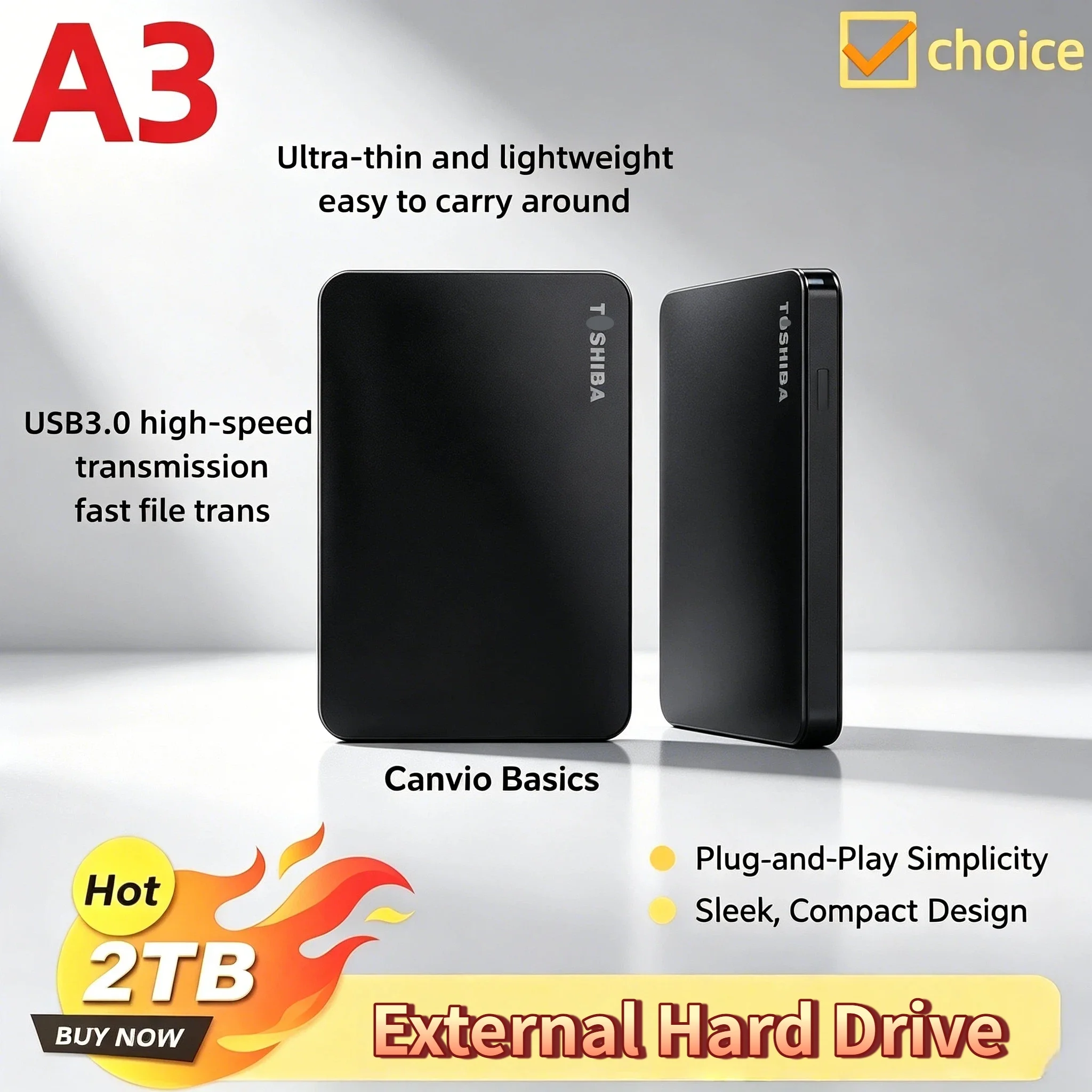 500GB 1TB 2TB Toshiba OEM A3 Expansion Portable HDD USB3.0 2.5 Inch External Hard Disk Drive Box Storage Compact Pro Ultra
500GB 1TB 2TB Toshiba OEM A3 Expansion Portable HDD USB3.0 2.5 Inch External Hard Disk Drive Box Storage Compact Pro Ultra