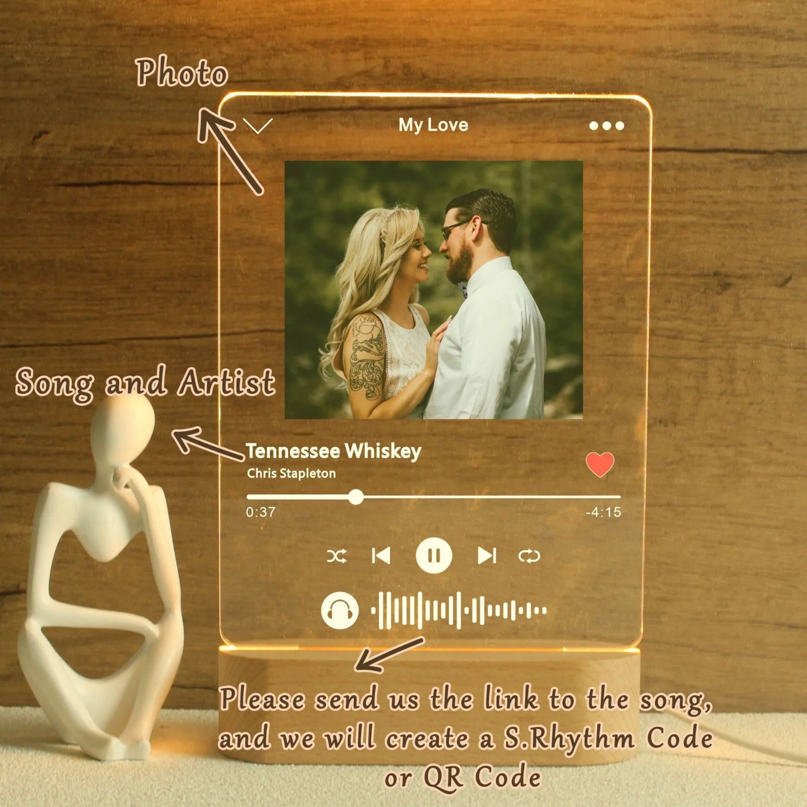 Custom Song Photo LED Night Light - Romantic Design Personalized Music Plaque - Unique Valentine's Day Gifts - Home Decorations
Custom Song Photo LED Night Light - Romantic Design Personalized Music Plaque - Unique Valentine's Day Gifts - Home Decorations
