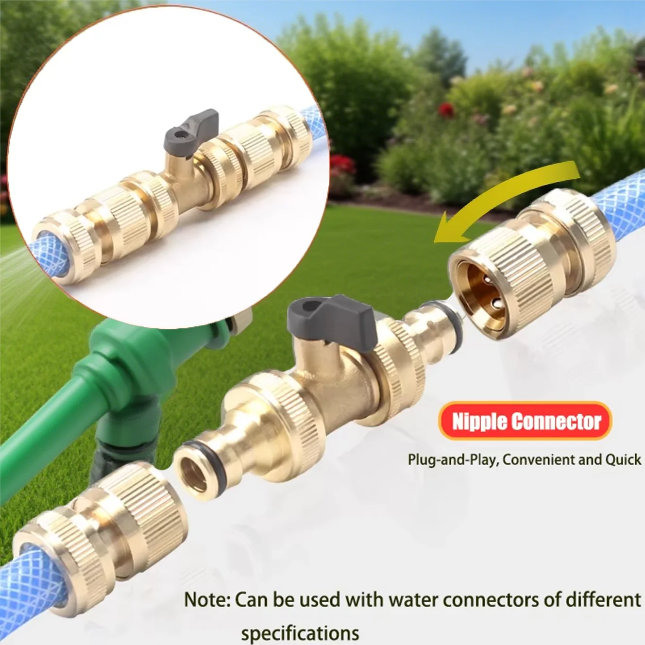 3/4" Brass Ball Valve Quick Connector - EU Thread Bidirectional Flow for Car Wash & Garden Hoses, Leakproof with Rubber Gaskets
3/4" Brass Ball Valve Quick Connector - EU Thread Bidirectional Flow for Car Wash & Garden Hoses, Leakproof with Rubber Gaskets
