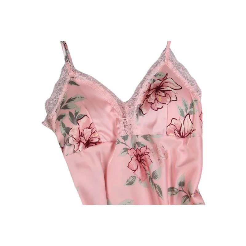 New European and American solid color printed sling nightdress women comfortable home sleepwear
New European and American solid color printed sling nightdress women comfortable home sleepwear