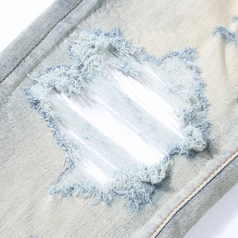 Designer High Street Fashion Jeans Stretch Slimming Washed Light Blue Jeans White Patched Hip Hop Brand Pants Hombre
Designer High Street Fashion Jeans Stretch Slimming Washed Light Blue Jeans White Patched Hip Hop Brand Pants Hombre