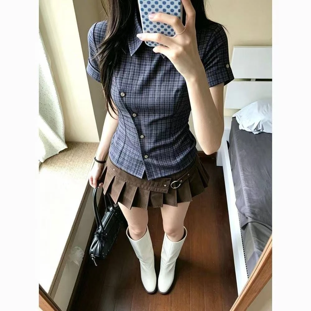 Y2K Harajuku Fashion Suit Women Vintage Plaid Top High Waist Pleated Mini Skirt Slim Fit Sweet Style Female
Y2K Harajuku Fashion Suit Women Vintage Plaid Top High Waist Pleated Mini Skirt Slim Fit Sweet Style Female