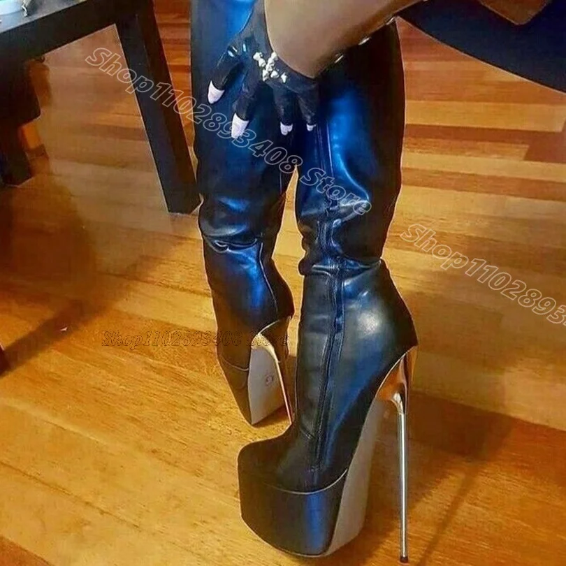 Black Metal Heels Platform Boots Side Zipper Matte Leather Stylish Design for Women Party Dress Boots 2024 Zapatos Para Mujere
Black Metal Heels Platform Boots Side Zipper Matte Leather Stylish Design for Women Party Dress Boots 2024 Zapatos Para Mujere