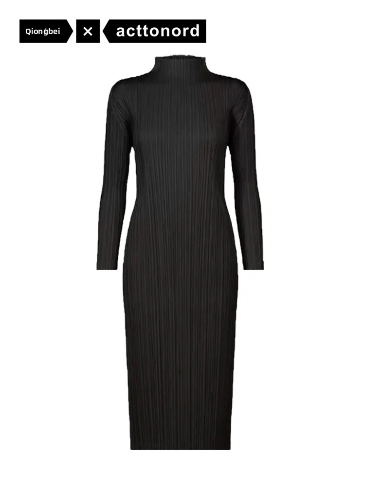 High Neck Long Sleeve Dress Folded Series Simple Style Women's Dress Polyester Fiber High Elasticity H Version Thin Material
High Neck Long Sleeve Dress Folded Series Simple Style Women's Dress Polyester Fiber High Elasticity H Version Thin Material