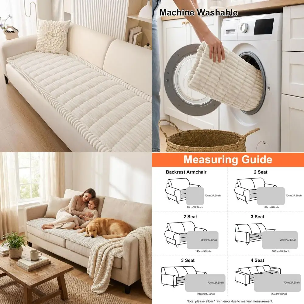 Моющийся чехол для дивана для собак, нескользящая защита для пушистого дивана на 3 подушки, толстый мягкий чехол (белый, 27,6x82,7)
Моющийся чехол для дивана для собак, нескользящая защита для пушистого дивана на 3 подушки, толстый мягкий чехол (белый, 27,6x82,7)