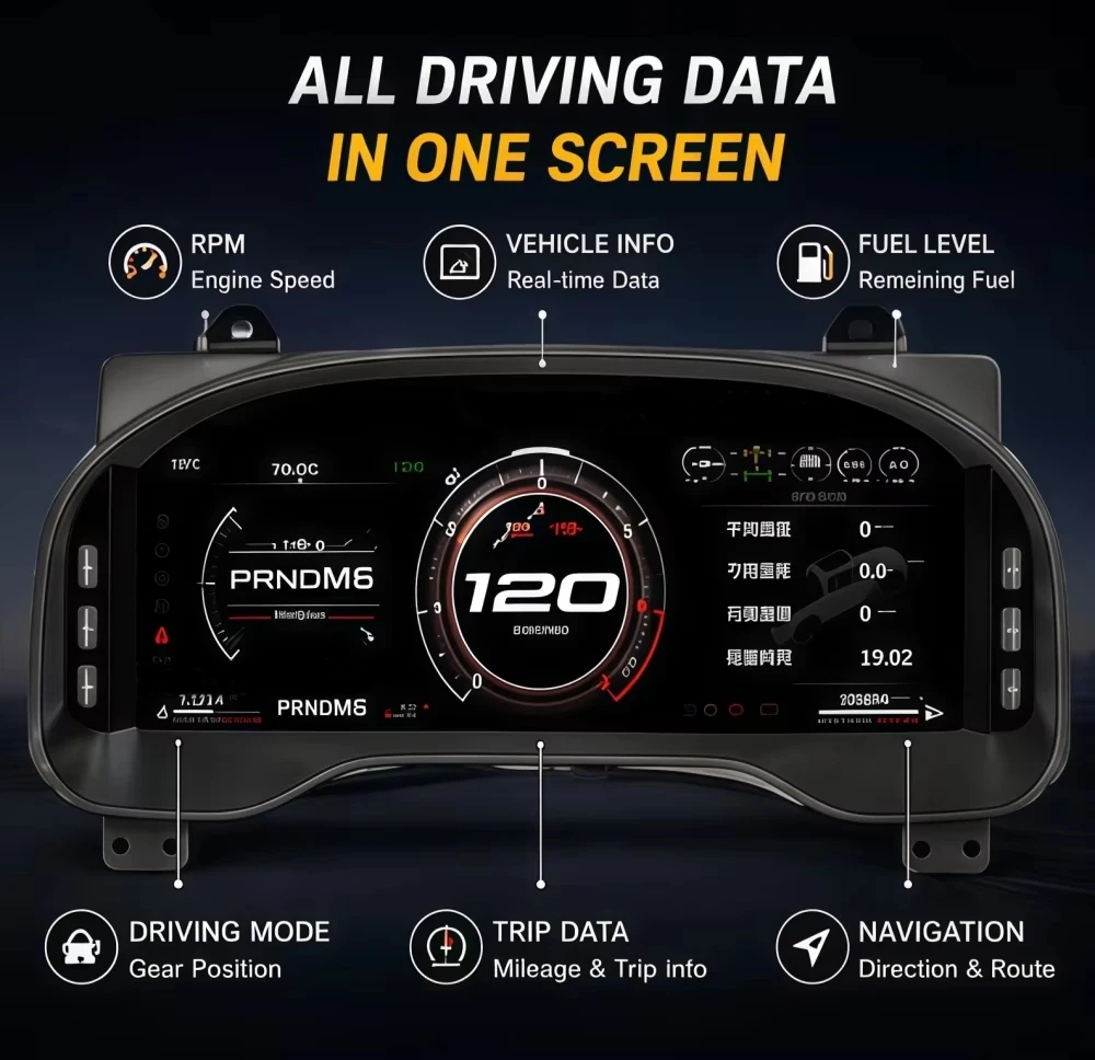 12.3" Digital Dashboard For Toyota Tundra 2014-2020 LCD Instrument Cluster Speedometer Virtual Cockpit Screen Upgrade Retrofit
12.3" Digital Dashboard For Toyota Tundra 2014-2020 LCD Instrument Cluster Speedometer Virtual Cockpit Screen Upgrade Retrofit